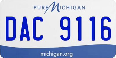 MI license plate DAC9116