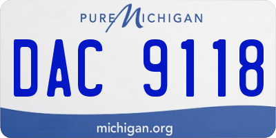 MI license plate DAC9118