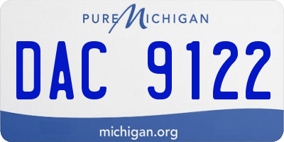 MI license plate DAC9122