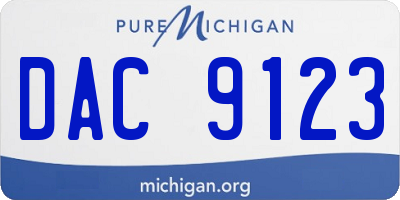 MI license plate DAC9123