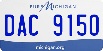 MI license plate DAC9150