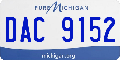 MI license plate DAC9152