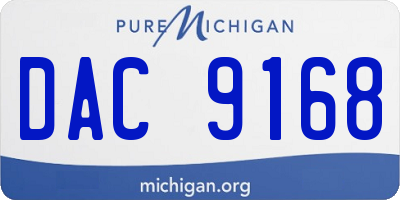 MI license plate DAC9168