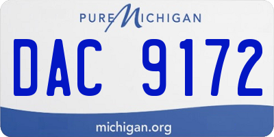 MI license plate DAC9172