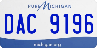 MI license plate DAC9196