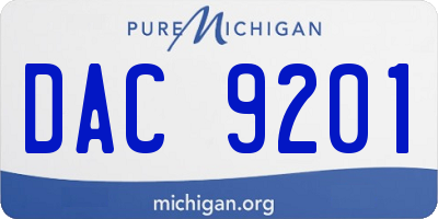 MI license plate DAC9201