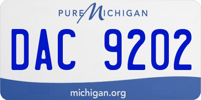 MI license plate DAC9202