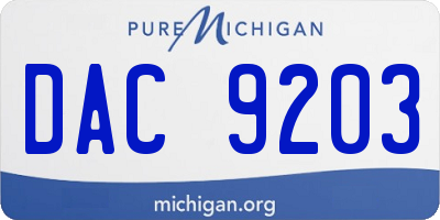 MI license plate DAC9203