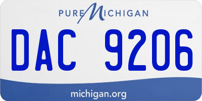 MI license plate DAC9206