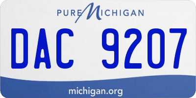 MI license plate DAC9207