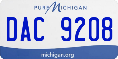 MI license plate DAC9208