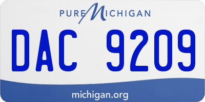MI license plate DAC9209