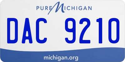 MI license plate DAC9210
