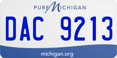 MI license plate DAC9213
