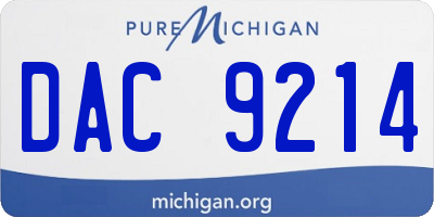 MI license plate DAC9214