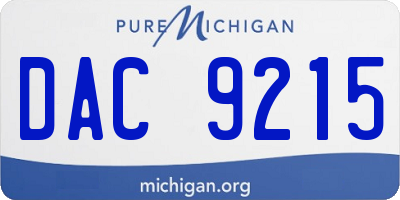 MI license plate DAC9215