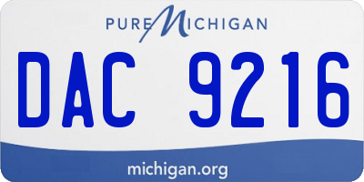 MI license plate DAC9216