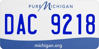 MI license plate DAC9218
