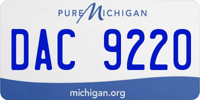 MI license plate DAC9220