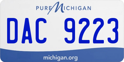 MI license plate DAC9223