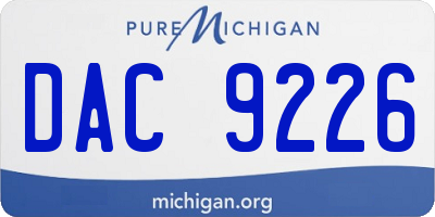 MI license plate DAC9226