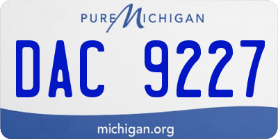 MI license plate DAC9227
