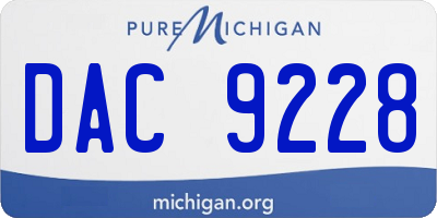 MI license plate DAC9228