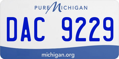 MI license plate DAC9229