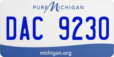 MI license plate DAC9230