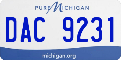 MI license plate DAC9231