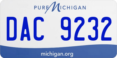 MI license plate DAC9232