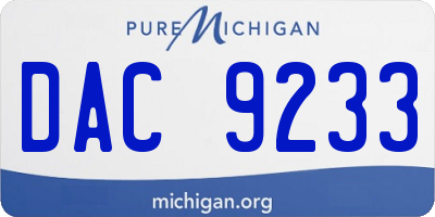 MI license plate DAC9233