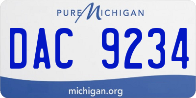 MI license plate DAC9234