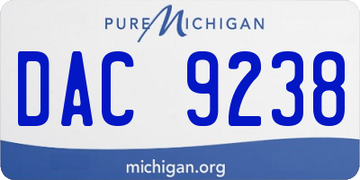 MI license plate DAC9238