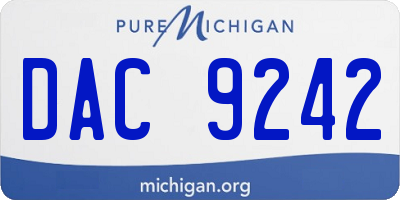 MI license plate DAC9242