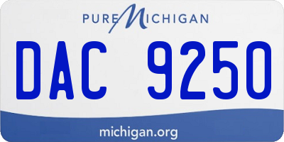 MI license plate DAC9250