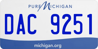 MI license plate DAC9251
