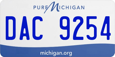 MI license plate DAC9254