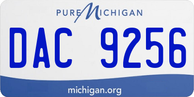 MI license plate DAC9256