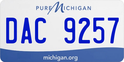 MI license plate DAC9257