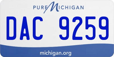 MI license plate DAC9259