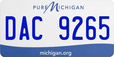 MI license plate DAC9265
