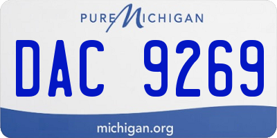 MI license plate DAC9269