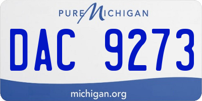 MI license plate DAC9273