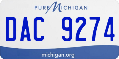 MI license plate DAC9274