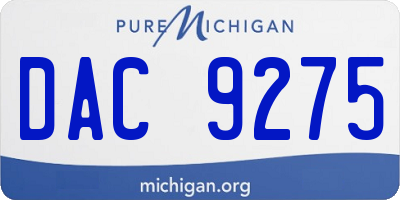 MI license plate DAC9275