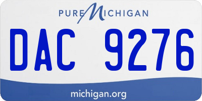 MI license plate DAC9276