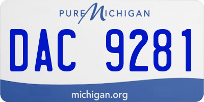 MI license plate DAC9281