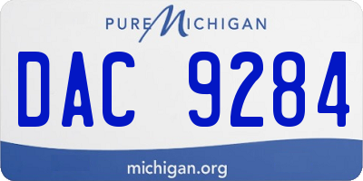 MI license plate DAC9284