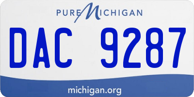 MI license plate DAC9287